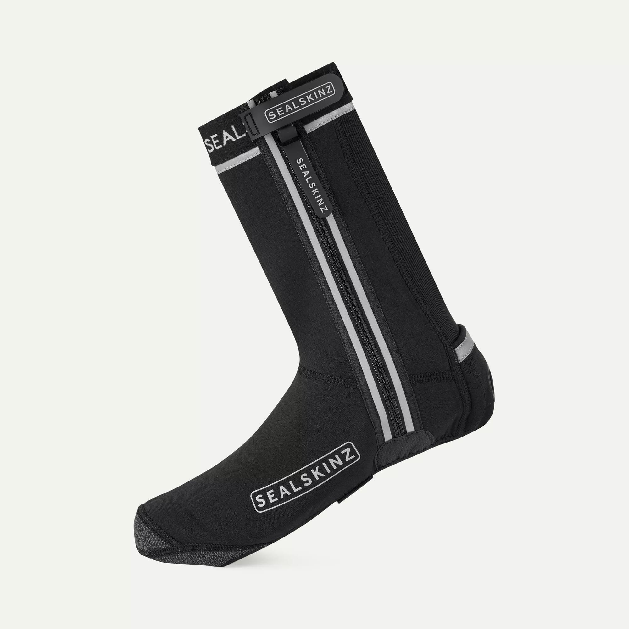 White cycling overshoes with sock fabric